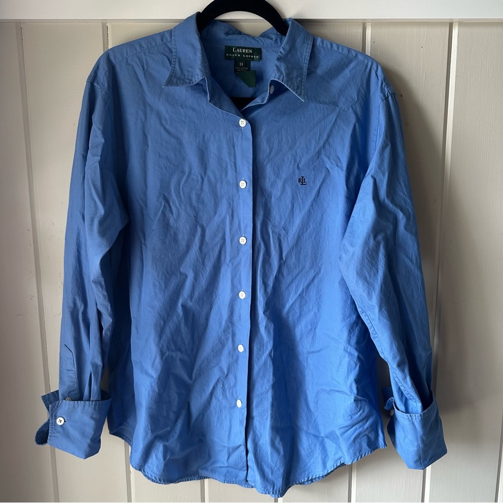 Lauren Ralph Lauren Light Blue Cotton Button-Down Shirt